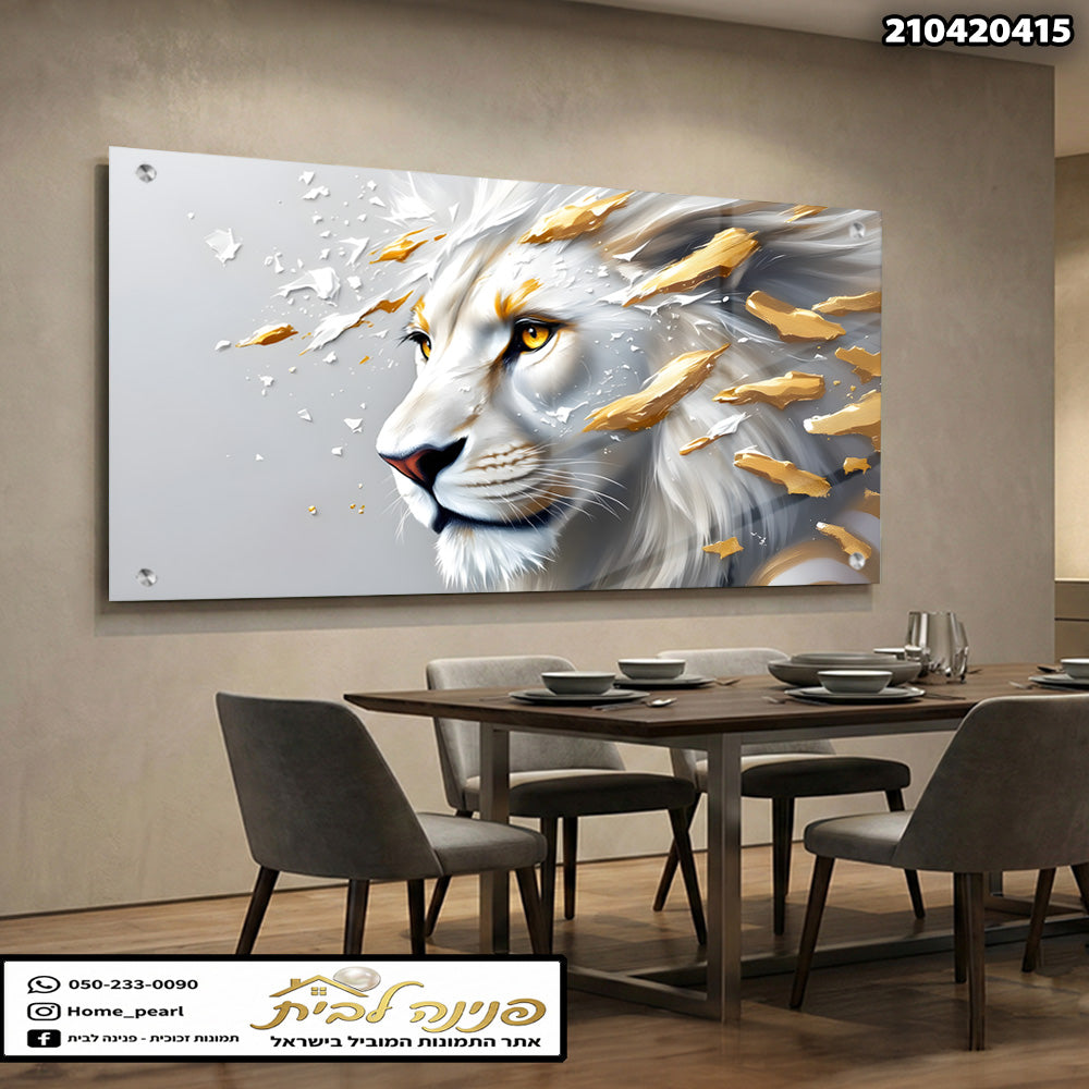 ציור של לבן עם כתמים מוזהבים - תמונות קיר - צבעים לבן וזהב