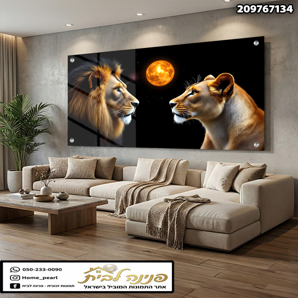 תמונת נמרים על קיר - תמונות קיר - צבעים חמים