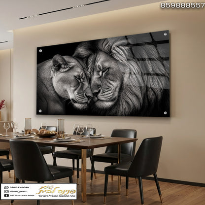 תמונה של זוג Lions - תמונות קיר - צבעים בשחור ולבן