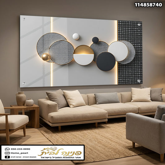 תמונה מודרנית לקיר - תמונות קיר - צבעים שחור, לבן, זהב