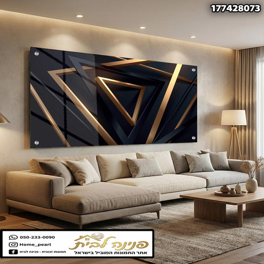 תמונה מודרנית - תמונות זכוכית - צבעים שחור וזהב