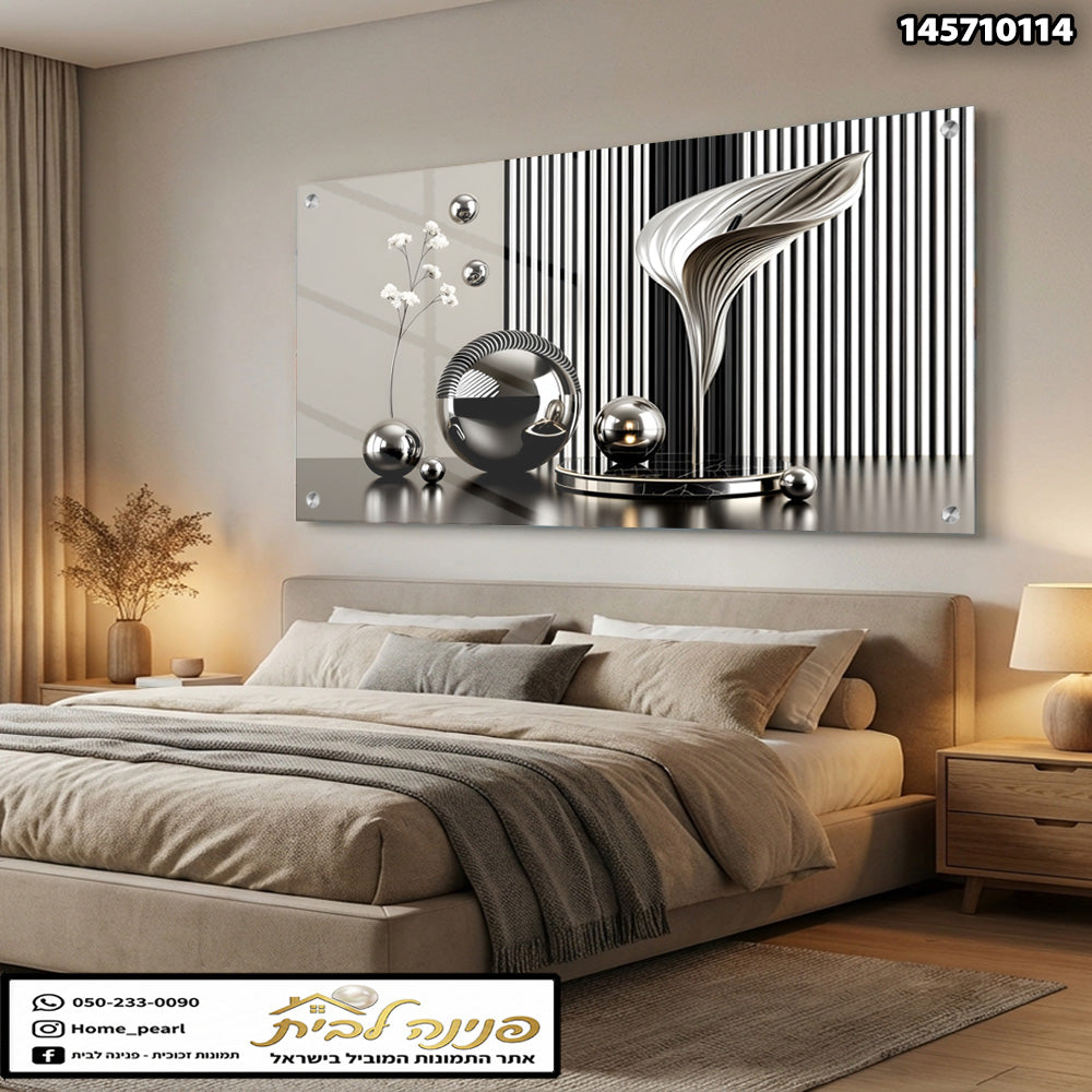 תמונה מודרנית של אמנות - תמונות זכוכית - צבעים שחור ולבן