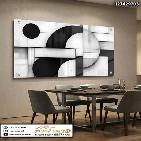 תמונה מודרנית של אמנות זכוכית בשחור ולבן - תמונות נוי - צבעים שחור ולבן