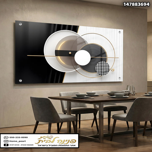 תמונה מודרנית על קיר הבית - תמונות קיר - צבעים שחור, לבן, זהב