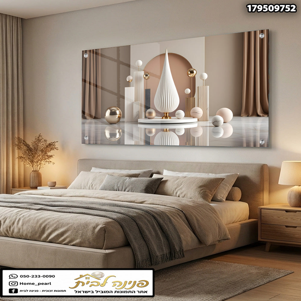 תמונה מודרנית של דקורציה לקיר - תמונות לבית - גוונים של בז' לבן וזהב