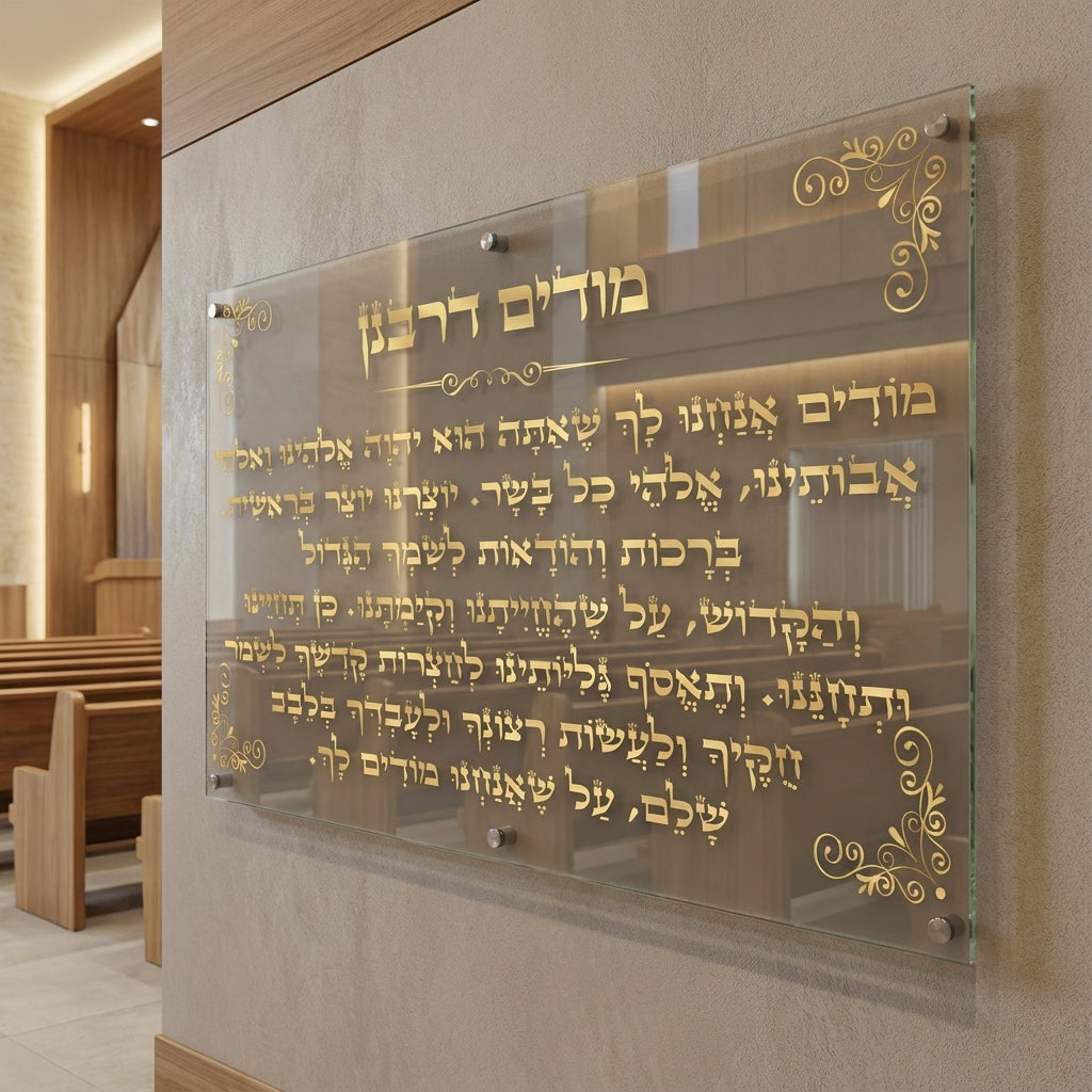 מודים דרבנן זהב על זכוכית