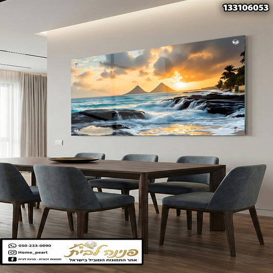 תמונה של נוף ים בחדר אוכל - תמונות נוי - כחול