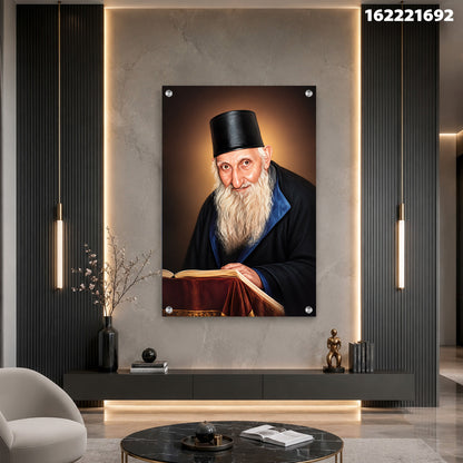 דיוקן של אדם עם זקן בחללית על הקיר - תמונות לבית - צבעים חום ושחור