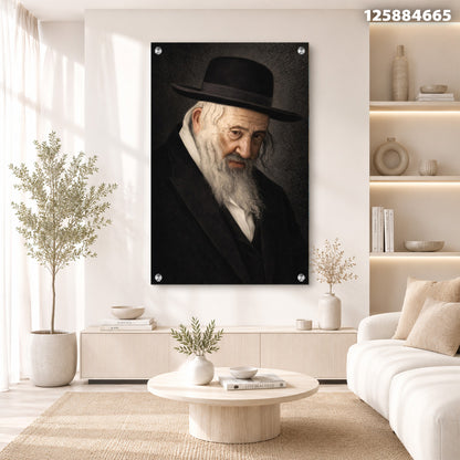 פורטרט קלאסי של דמות עם זקן ולבוש כהה - תמונות נוי - צבעים חום ושחור