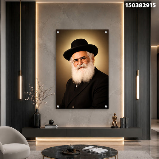 תמונה של פורטרט על זכוכית - תמונות לסלון - צבעים שחור, לבן וקרם