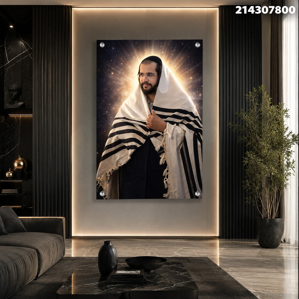 תמונה של אדם עטוף בטלית - תמונות לבית - צבעים שחור ולבן
