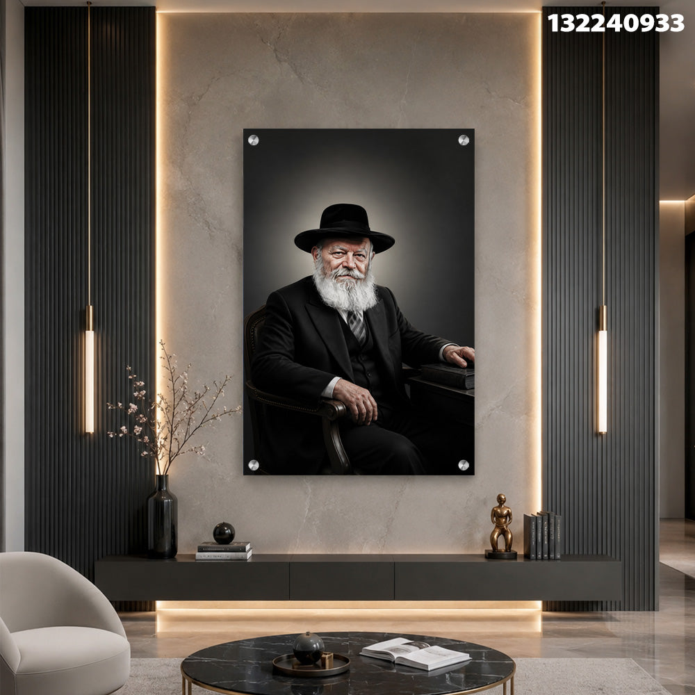 דיוקן של איש מבוגר בסלון - תמונות נוי - צבעים שחורים ולבנים