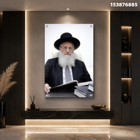 תמונה של אדם מבוגר עם זקן זקן ושיער לבן ולבוש חגיגי - תמונות זכוכית - שחור ולבן