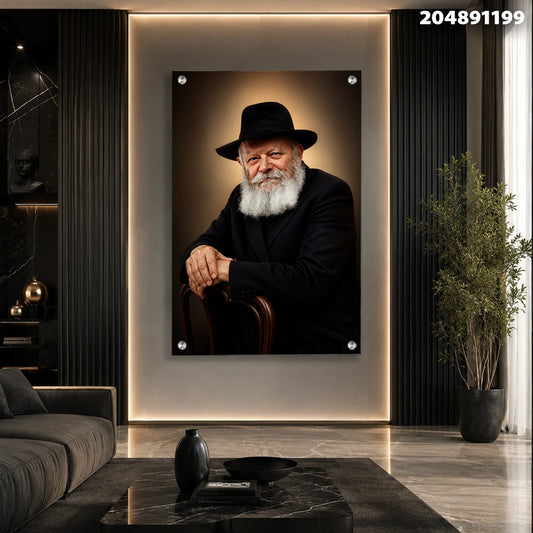 דיוקן של אדם עם זקן לבן בחלל מודרני - תמונות נוי - חום, שחור ולבן