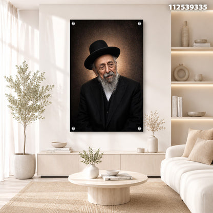 דיוקן של אדם מבוגר עם כובע שח Black - תמונות זכוכית - חום