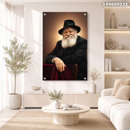דיוקן של אדם עם זקן לבן בכובע שחור - תמונות נוי - חום