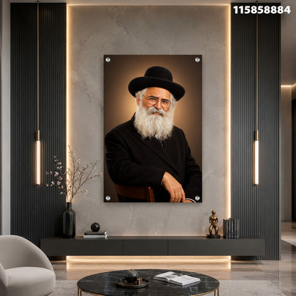 דיוקן של אדם עם זקן ולבוש מסורתי - תמונות לסלון - צבעים חום ולבן