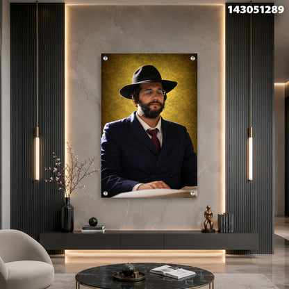 דיוקן של אדם עם כובע - תמונות זכוכית - טון זהב