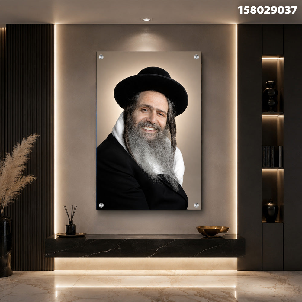דיוקן של אדם מחייך - תמונות זכוכית - צבעים בולטים של אפור ושחור