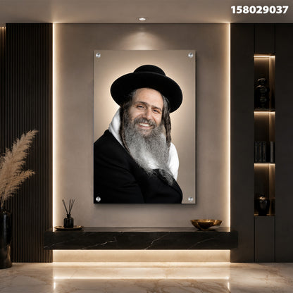 דיוקן של אדם מחייך - תמונות זכוכית - צבעים בולטים של אפור ושחור
