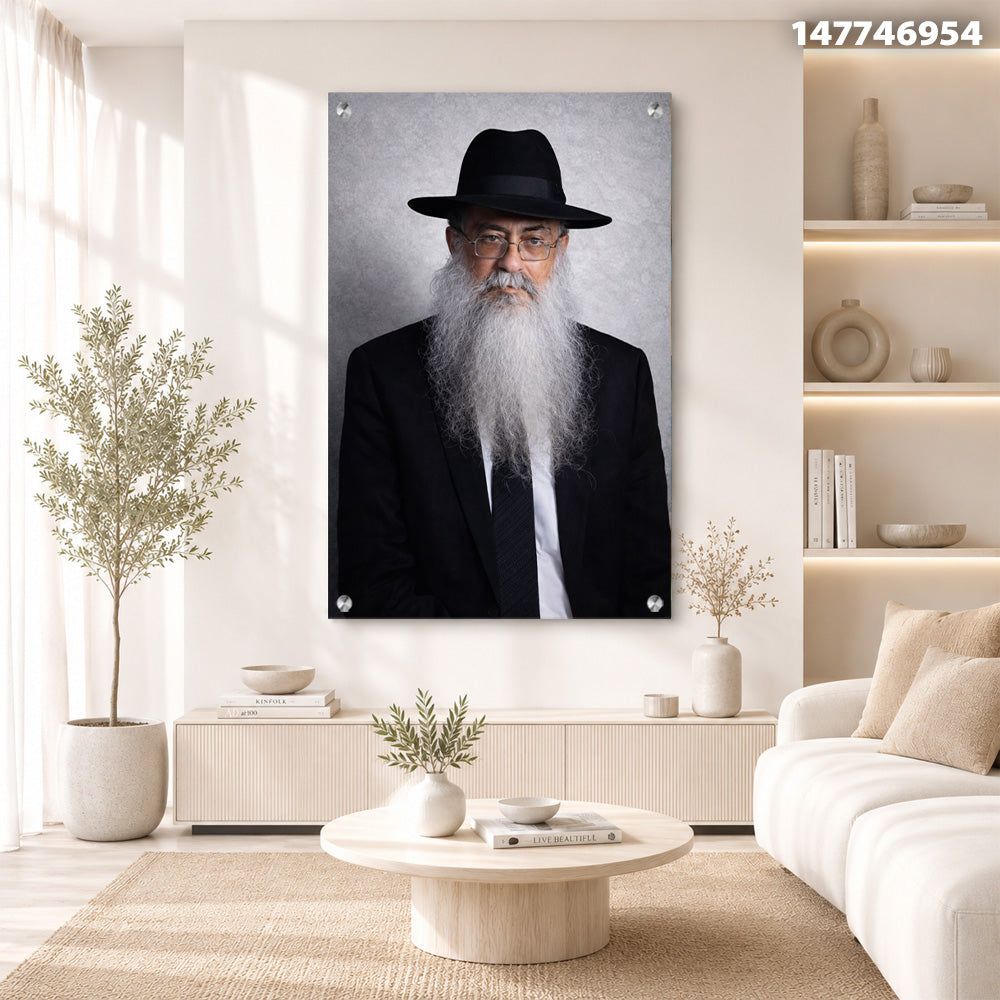 דיוקן של אדם עם זקן לבן בשחור-לבן - תמונות נוי - גוונים של אפור