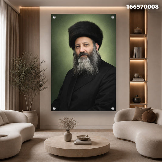 פורטרט של גבר בחלל מודרני - תמונות זכוכית - צבעים ירוקים