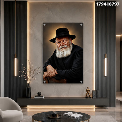 דמות מחייכת עם זקן לבן - תמונות קיר - חום ושחור