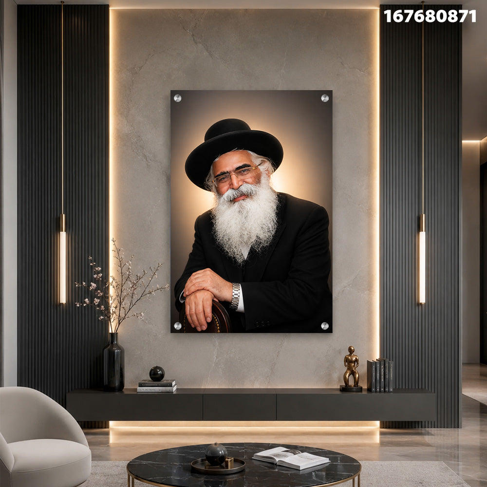 תמונה של אדם עם זקן כבד לידי תמונה על קיר - תמונות קיר - צבעים שחור ולבן