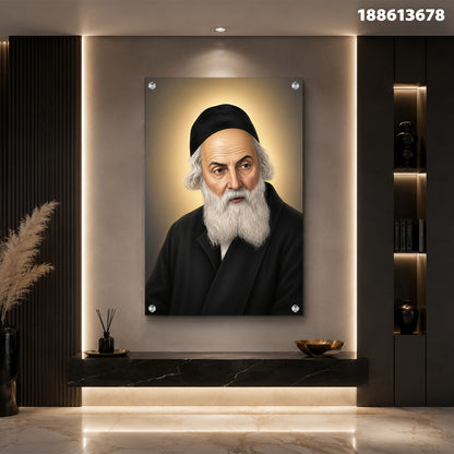דיוקן של איש עם זקן ולבוש כהה - תמונות זכוכית - צבעי אפור וחום