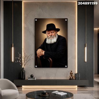 דיוקן של אדם עם זקן לבן ולבוש כהה על קיר - תמונות לבית - שחור ואפור