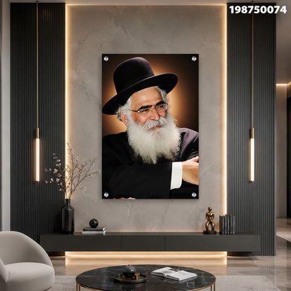 דיוקן של אדם עם זקן לבן וכובע שחור - תמונות לסלון - צבעים שחור, חום, לבן