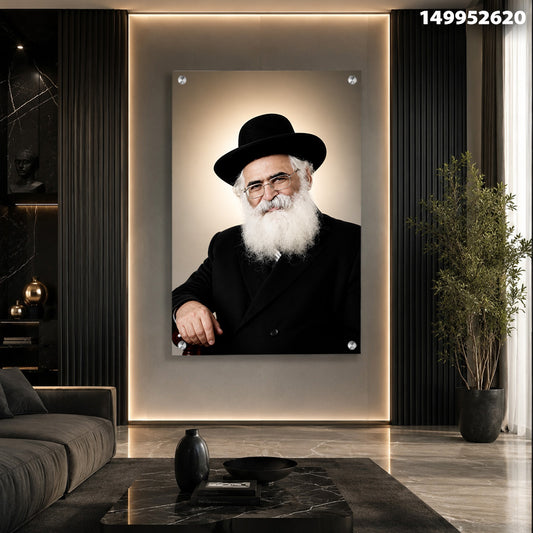 דיוקן של אדם עם זקן לבן בכובע שחור - תמונות נוי - שחור ולבן