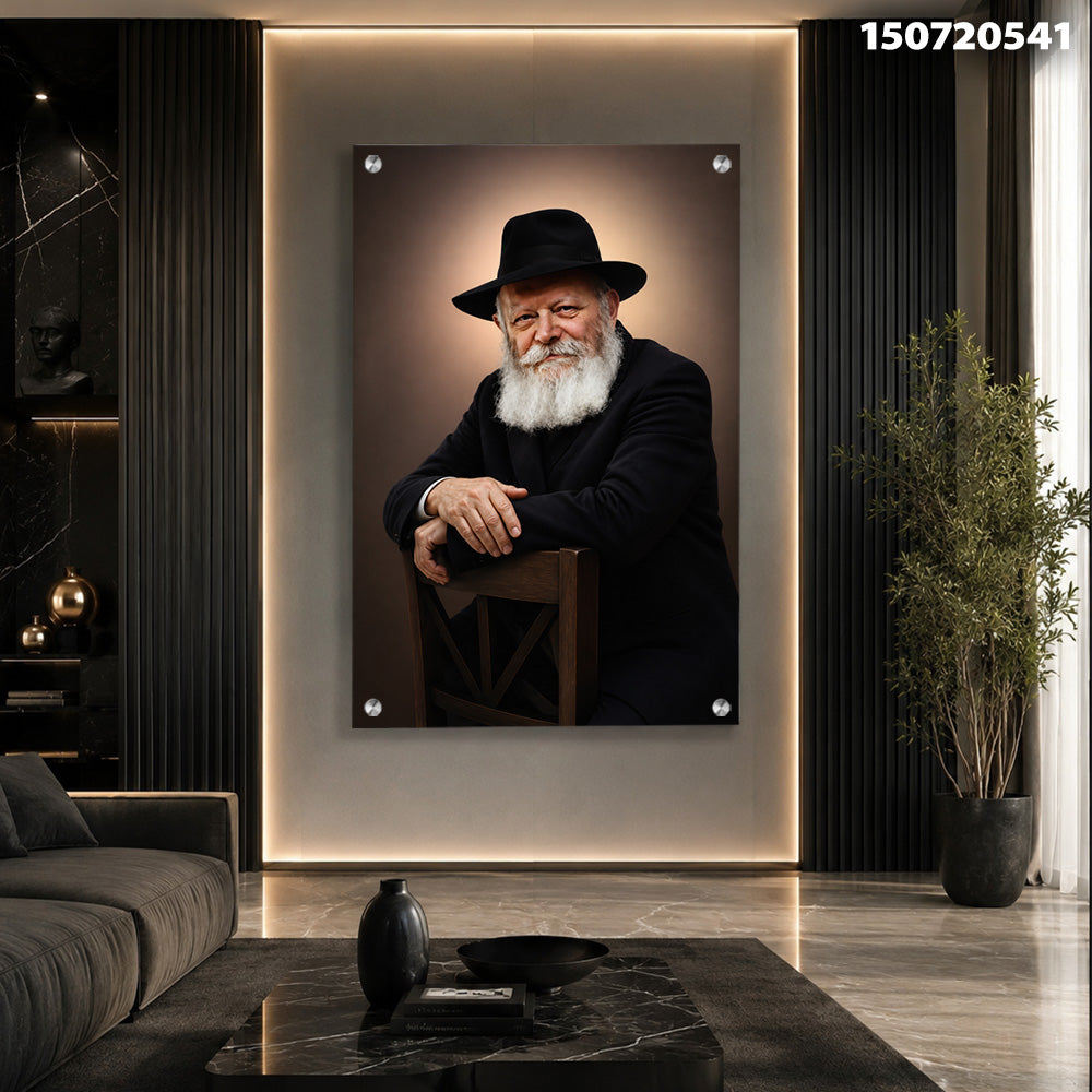 דיוקן של גבר עם זקן לבן בחלל מודרני - תמונות לסלון - גוונים כהים וחמים