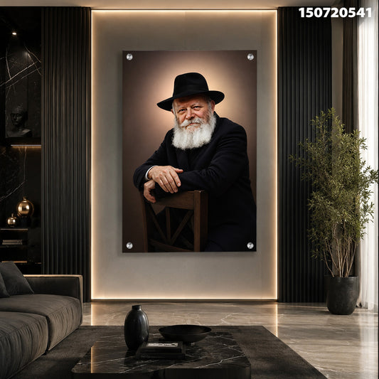 דיוקן של גבר עם זקן לבן בחלל מודרני - תמונות לסלון - גוונים כהים וחמים