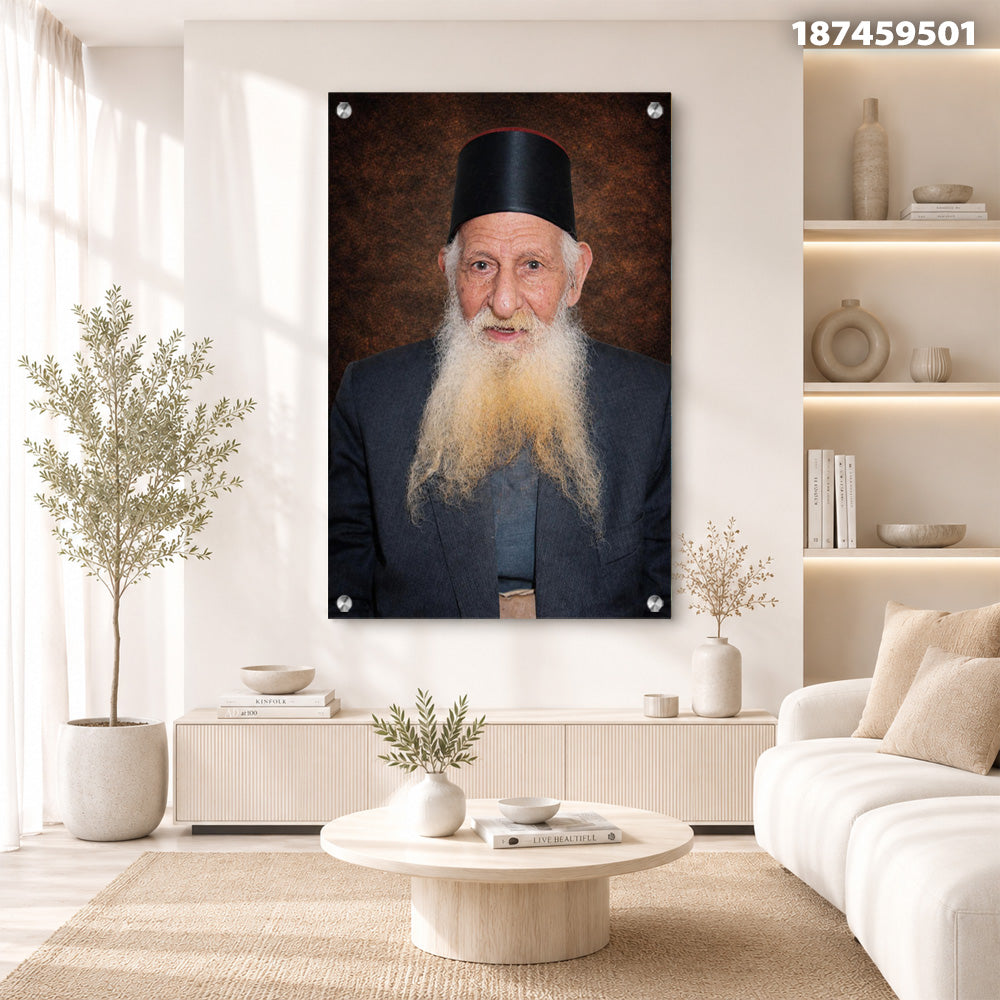 דיוקן של אדם עם זקן ארוך ותלבושת מסורתית - תמונות נוי - צבעים דומיננטיים: שחור, חום