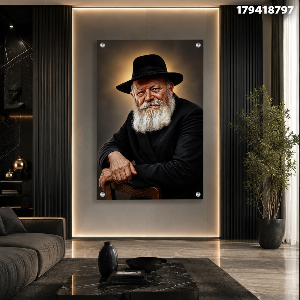 תמונה של גבר עם זקן לבן - תמונות נוי - גוונים שחורים ולבנים וחום