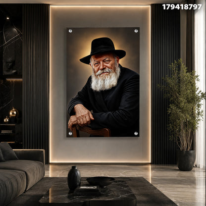 תמונה של גבר עם זקן לבן - תמונות נוי - גוונים שחורים ולבנים וחום