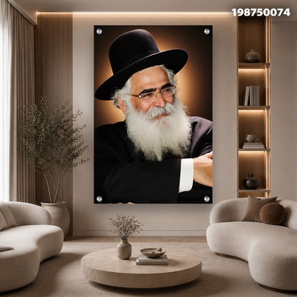 תמונה של אדם חבוש כובע עם זקן לבן - תמונות נוי - צבעים שחור וחום