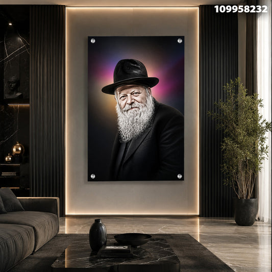 דיוקן של אדם עם זקן לבן בחלל מודרני - תמונות נוי - שחור ולבן