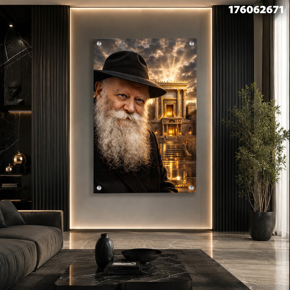 פורטרט של אדם עם זקן לבן בחלל מודרני - תמונות נוי - גוונים כהים ואור