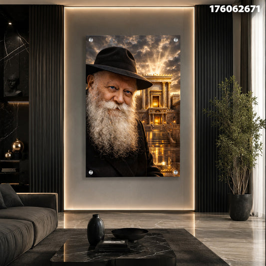 פורטרט של אדם עם זקן לבן בחלל מודרני - תמונות נוי - גוונים כהים ואור