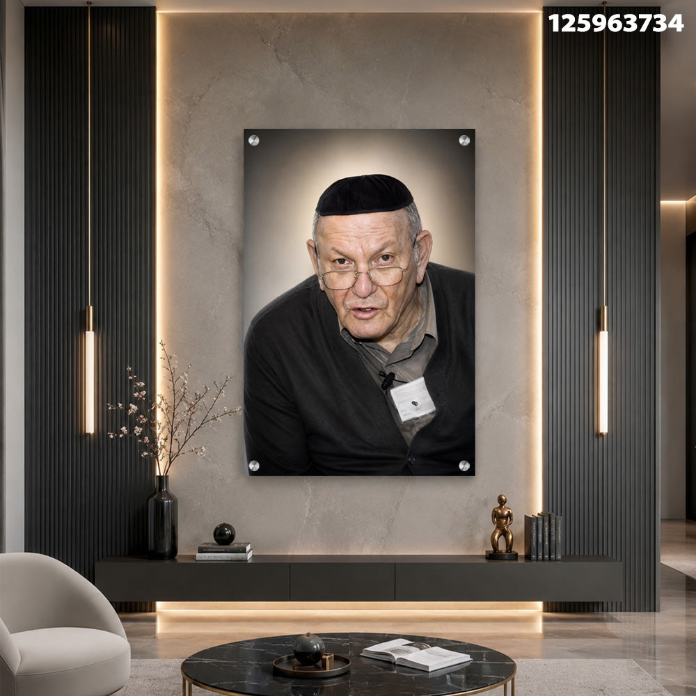 תמונה של אדם בגיל מבוגר עם פאות וכיפה על הראש - תמונות קיר - גוונים של אפור