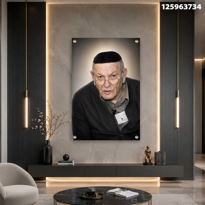 תמונה של אדם בגיל מבוגר עם פאות וכיפה על הראש - תמונות קיר - גוונים של אפור