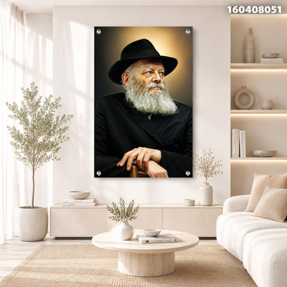 תמונה של אדם עם זקן וא帽 שחורה – תמונות קיר – צבעים חום, אפור ושחור