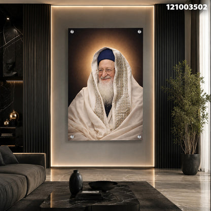 תמונה של אמן זקן מחייך עם מטפחת לבנה - תמונות לבית - צבעים לבן, חום ושחור