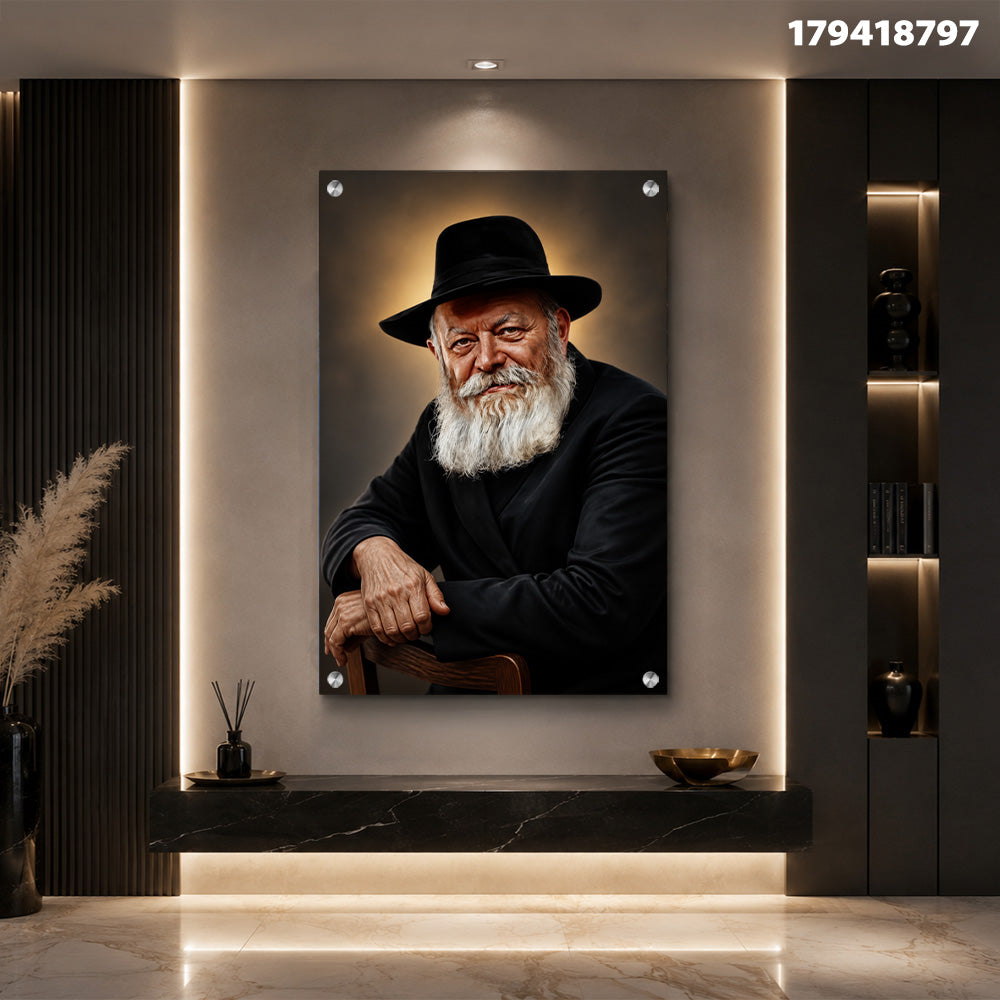דיוקן של גבר זקן בחלל מודרני - תמונות לבית - צבעים: שחור, לבן, חום