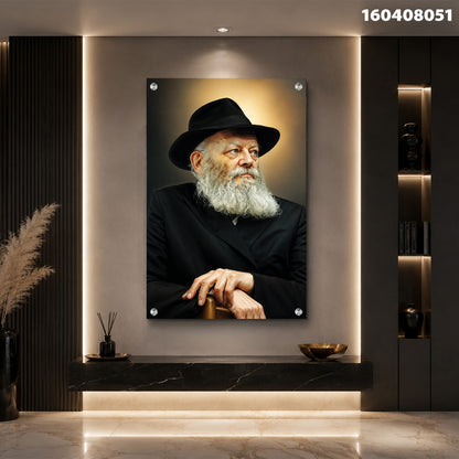 דיוקן גבר עם זקן ולבוש שחור - תמונות נוי - צבעי שחור וכתום