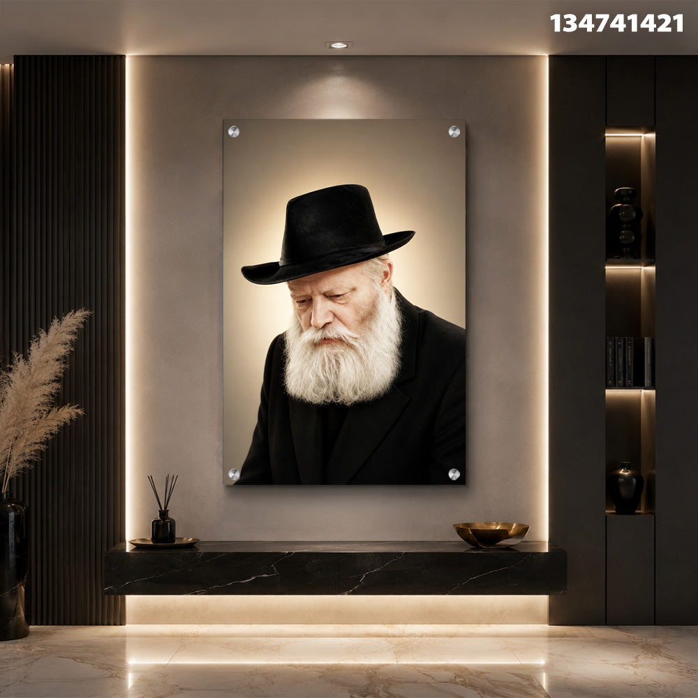 דיוקן של אדם עם כובע שחור ורקע חום - תמונות נוי - צבעים חום ולבן