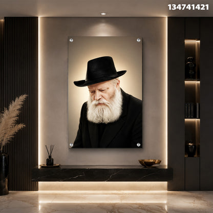 דיוקן של אדם עם כובע שחור ורקע חום - תמונות נוי - צבעים חום ולבן