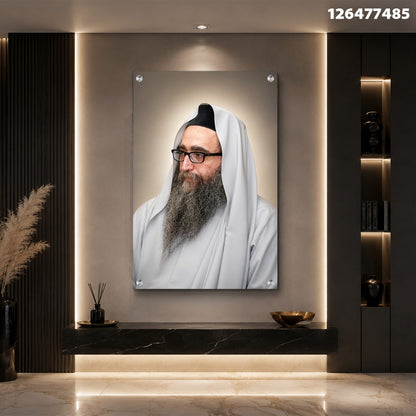 תמונה פורטרט של אדם בחלוק לבן - תמונות לבית - צבעים אפור ולבן